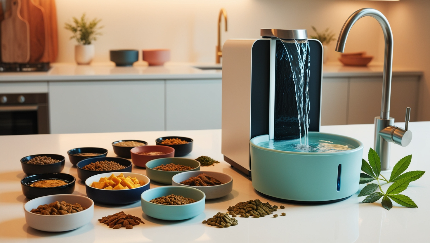 Wet cat food and water fountain, dietary changes to aid in preventing UTIs." 