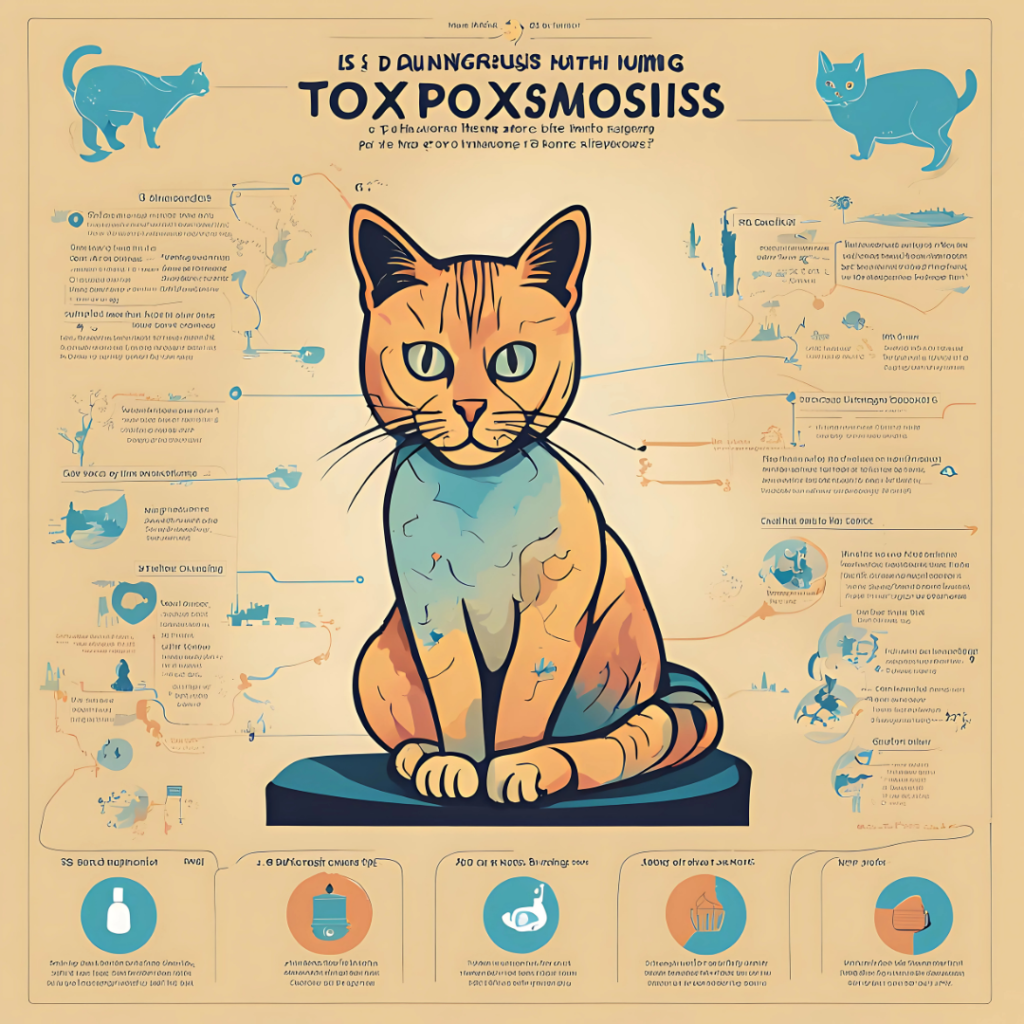 Simplified infographic of a cat with the text 'Toxoplasmosis: Is It Dangerous for Humans?' visually highlighting the blog's core topic