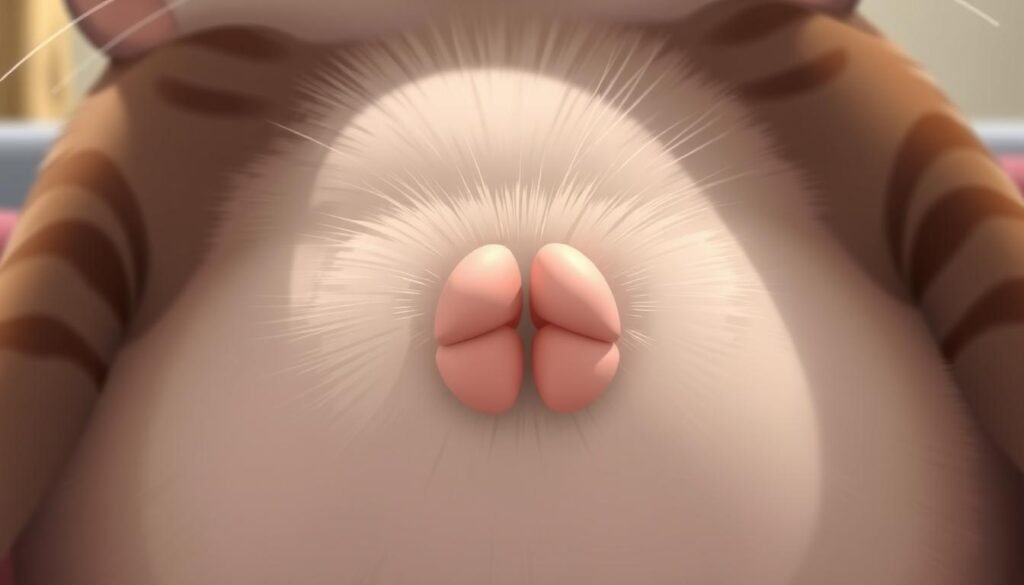 Enlarged nipples in pregnant cats